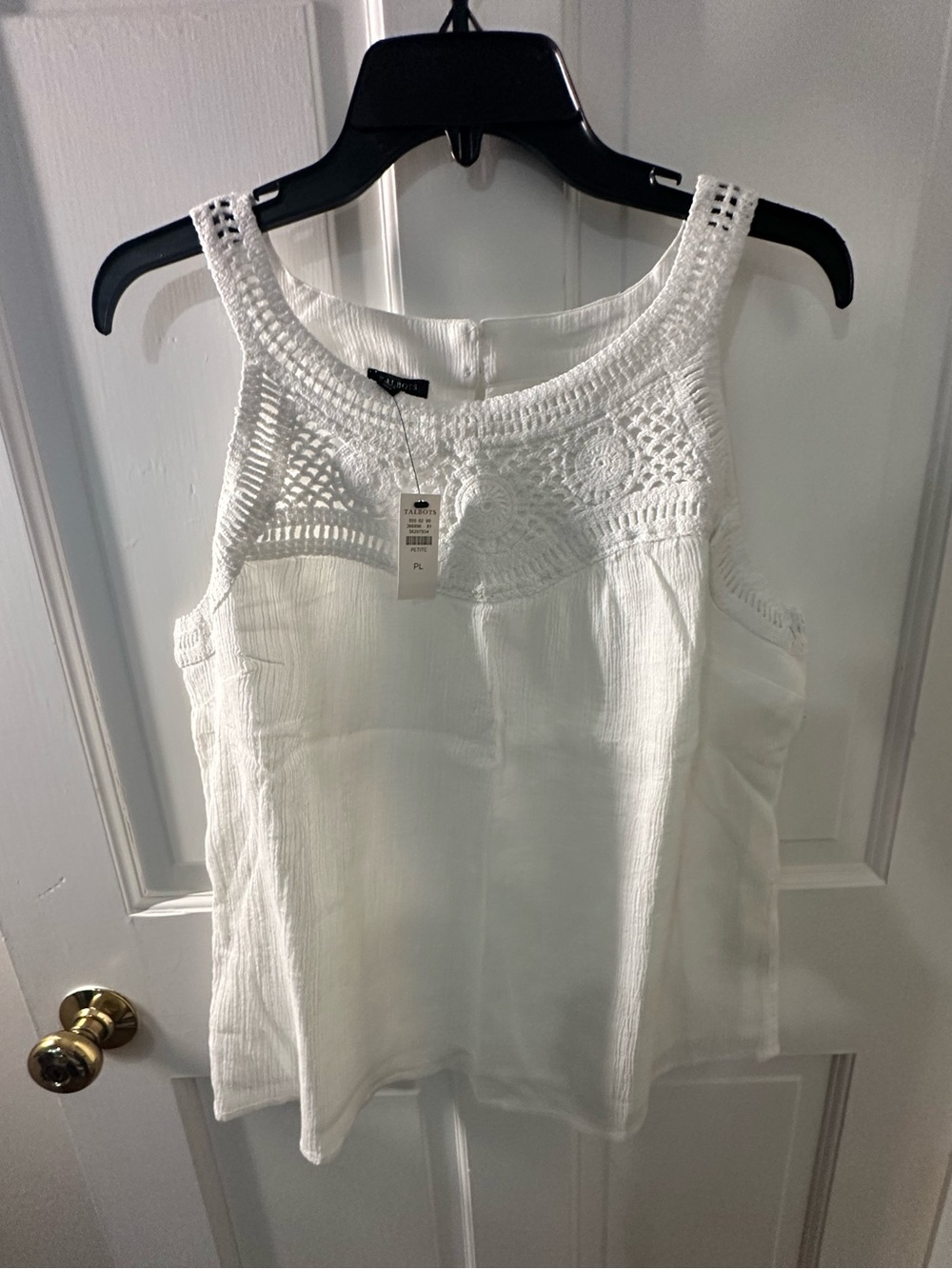 Talbots White Crochet Yoke Tank Top